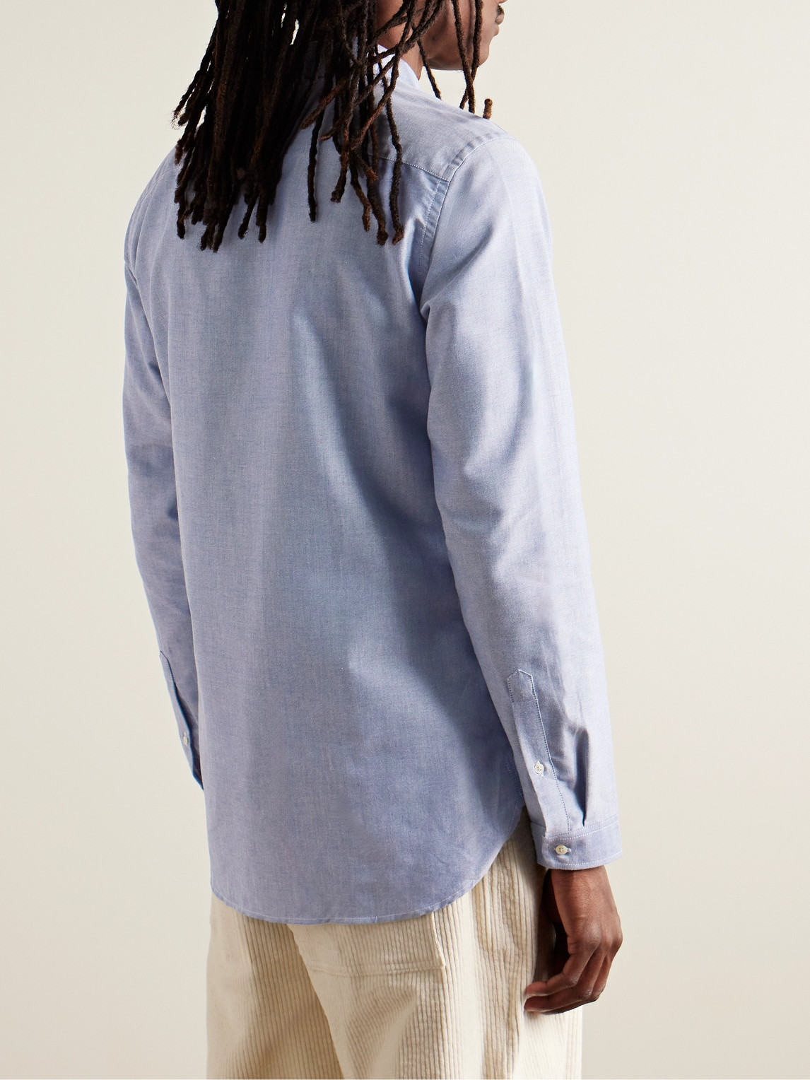 Shop Oliver Spencer Brook Button-down Collar Birdseye Organic Cotton Shirt In Blue