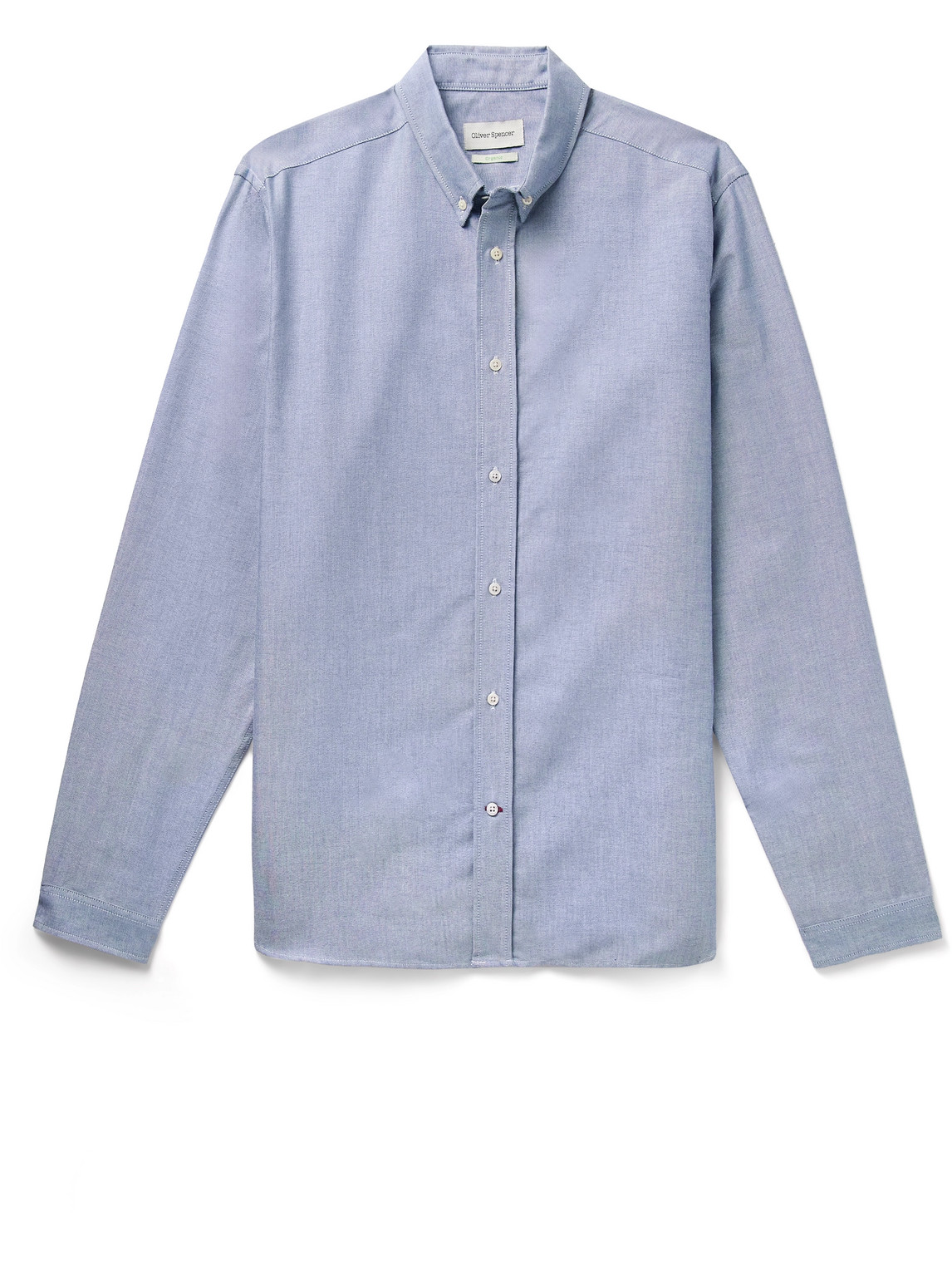 Oliver Spencer Brook Button-down Collar Birdseye Organic Cotton Shirt In Blue