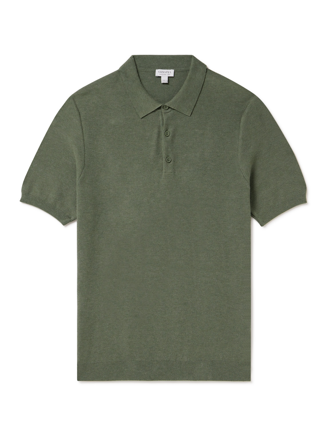 Sunspel Slim-fit Cotton-piqué Polo Shirt In Green