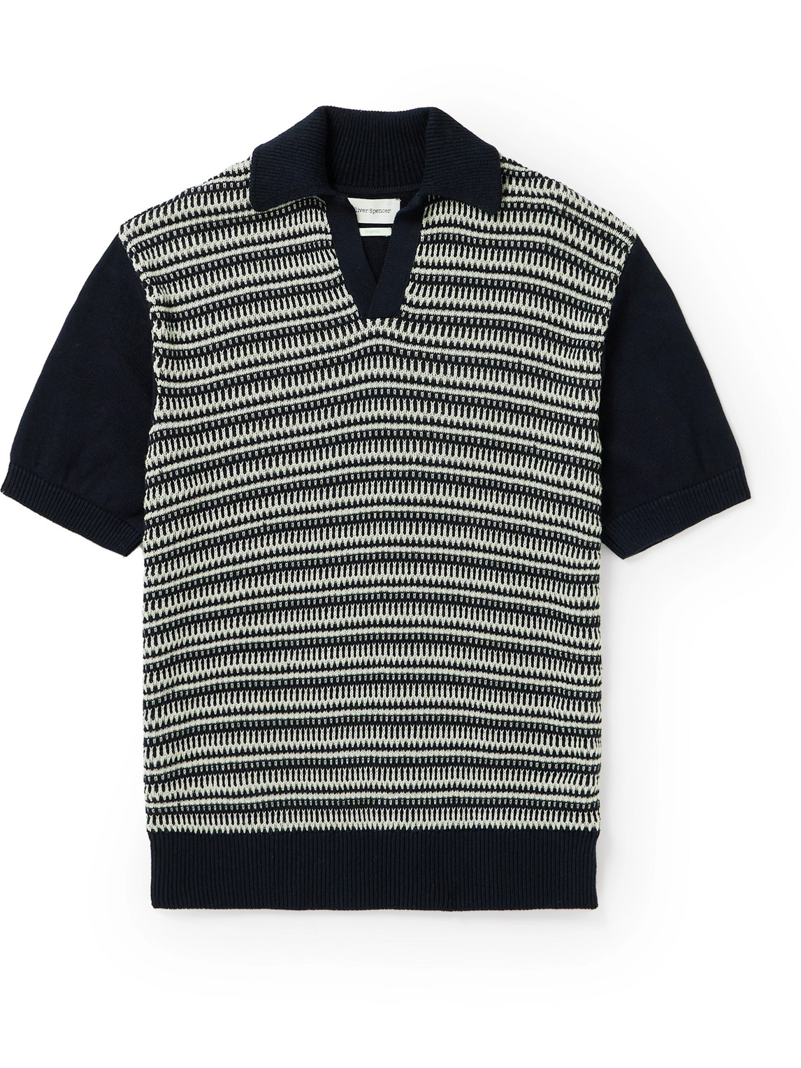 Oliver Spencer Penhale Organic Cotton-jacquard Polo Shirt In Blue