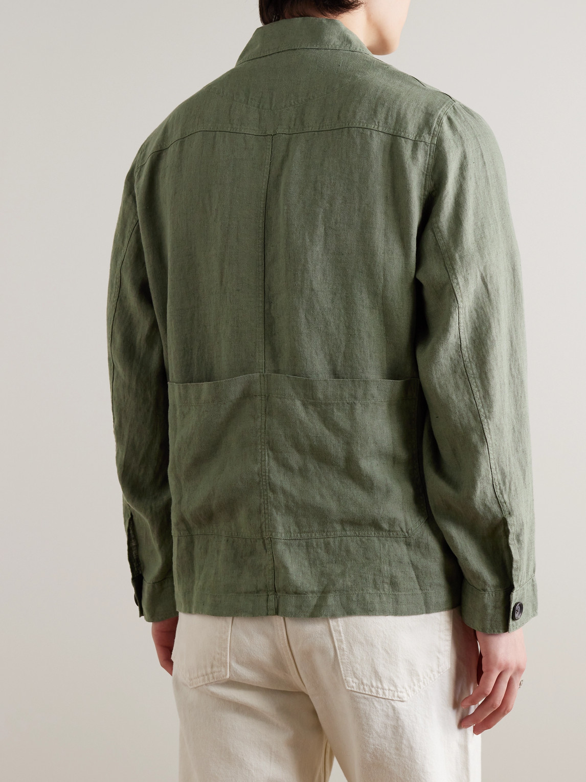 Shop Oliver Spencer Hythe Linen Chore Jacket In Green