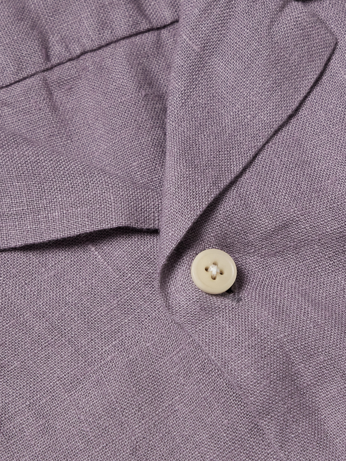 Shop Oliver Spencer Camp-collar Linen Shirt In Purple