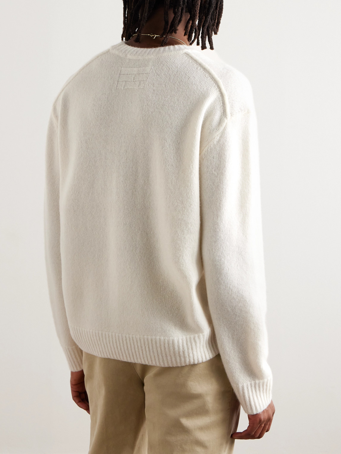 Shop Frame Cashmere And Silk-blend Sweater In White