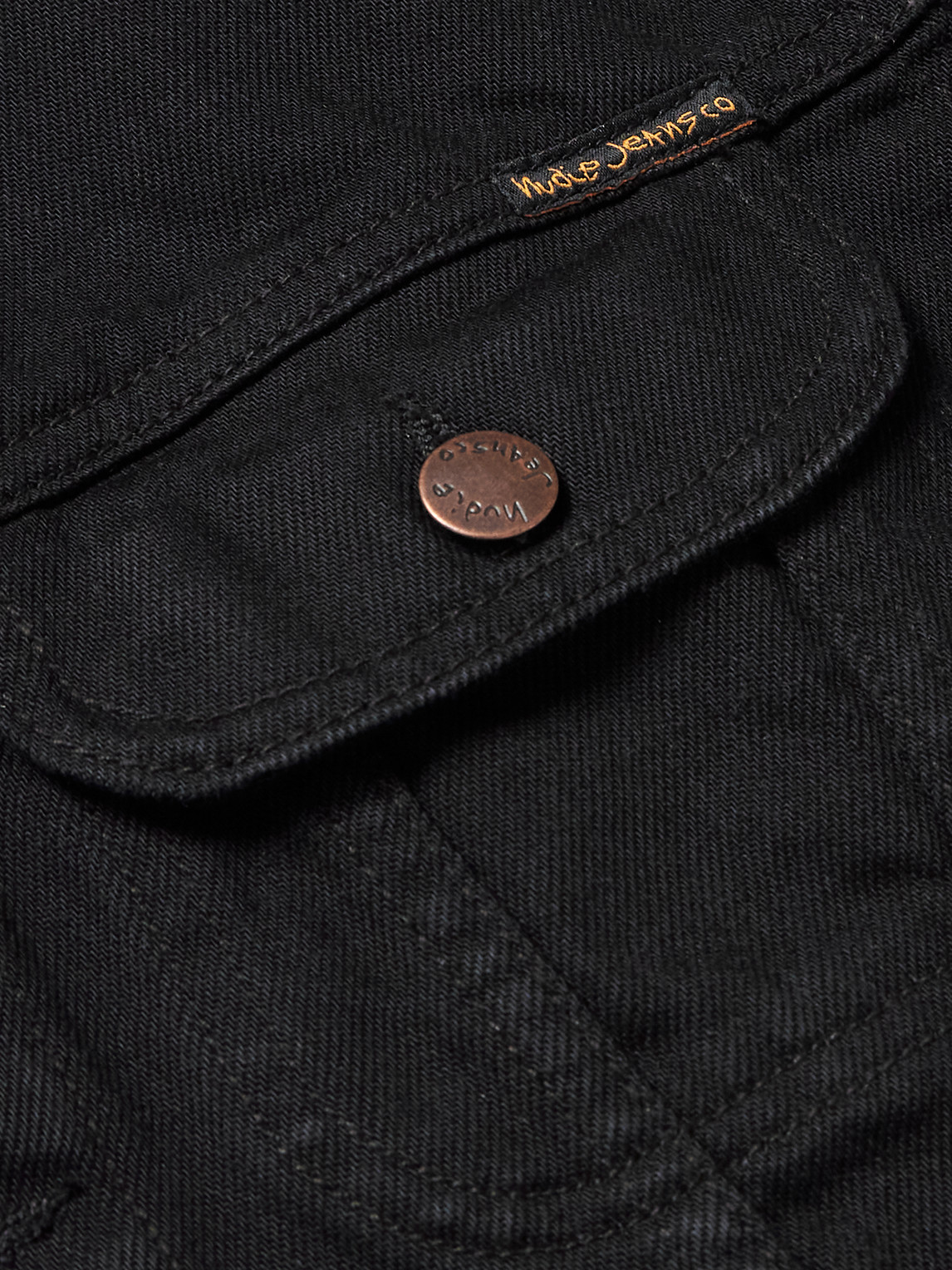 Shop Nudie Jeans Danny Logo-embroidered Denim Jacket In Black