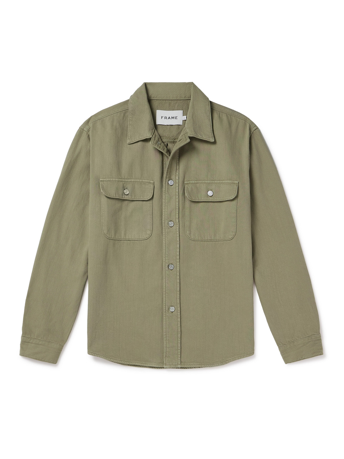 Frame Cotton-terry Overshirt In Green