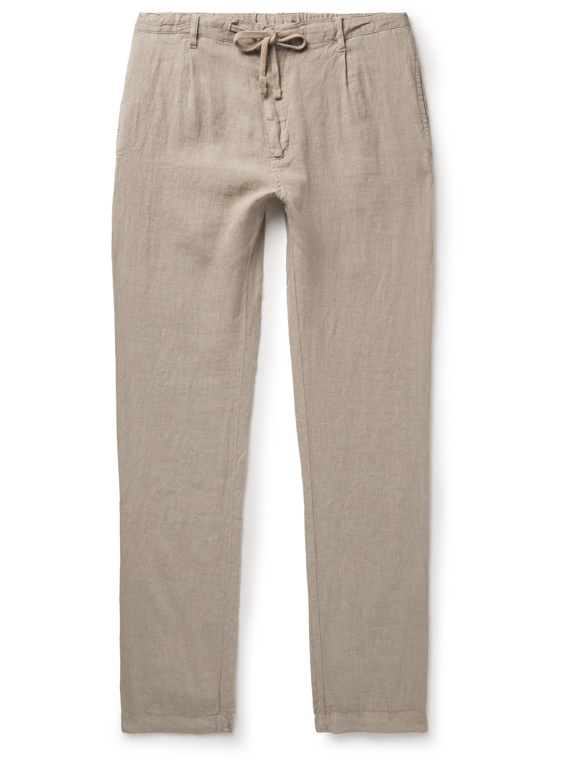 Hartford Tanker Slim-fit Straight-leg Linen Drawstring Trousers In Neutrals