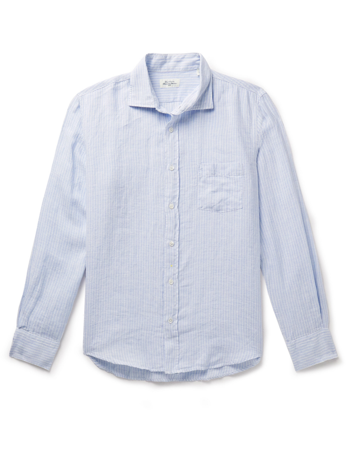 Hartford Paul Striped Linen Shirt In Blue