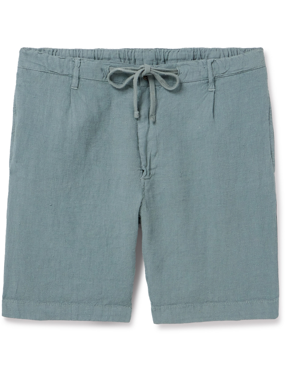 Hartford Tank Slim-fit Straight-leg Linen Drawstring Shorts In Gray