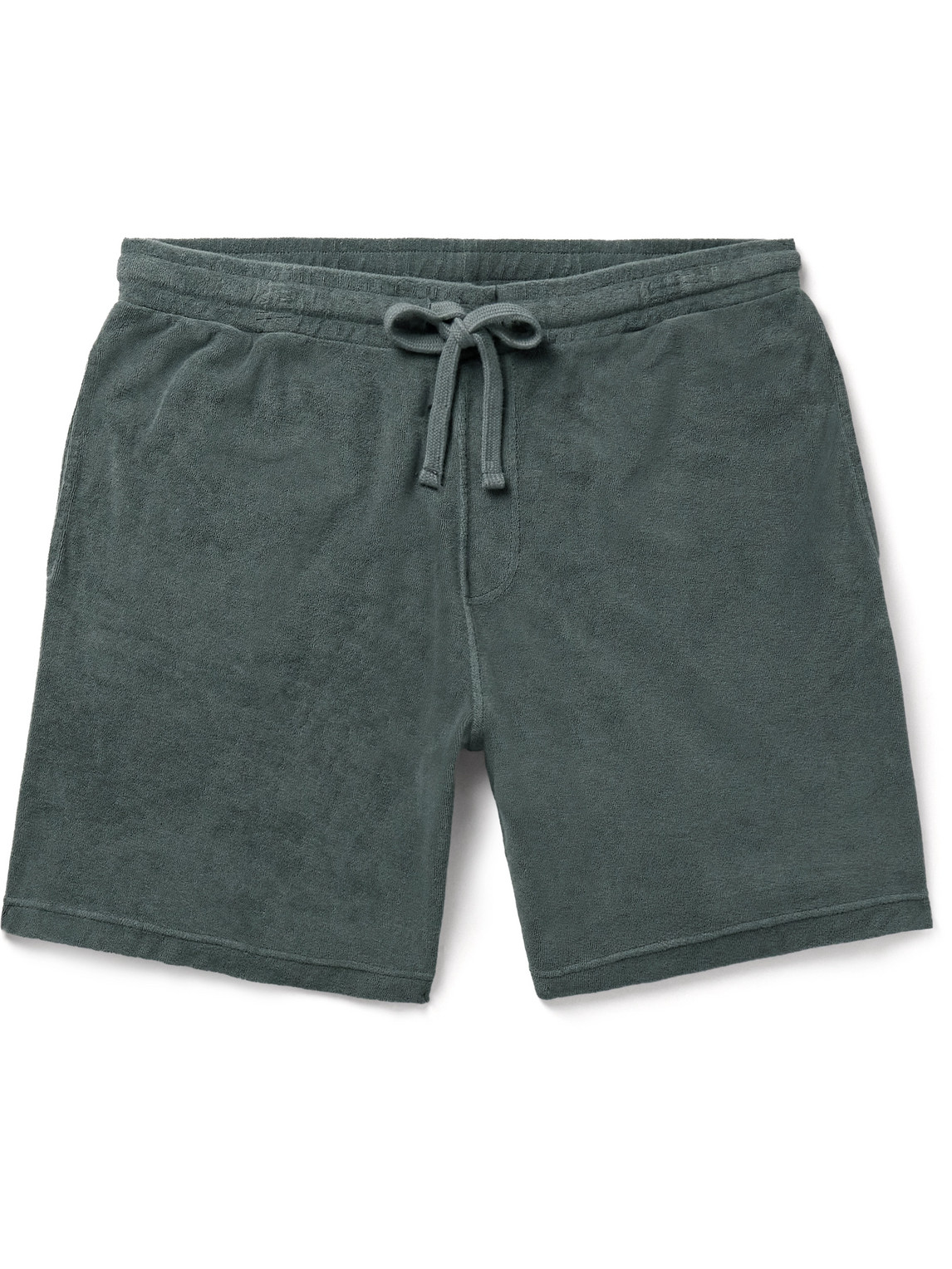 Hartford Straight-leg Cotton-blend Terry Drawstring Bermuda Shorts In Gray