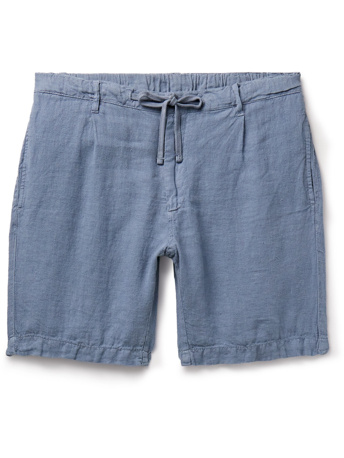 Hartford Tank Slim-fit Straight-leg Linen Drawstring Shorts In Blue