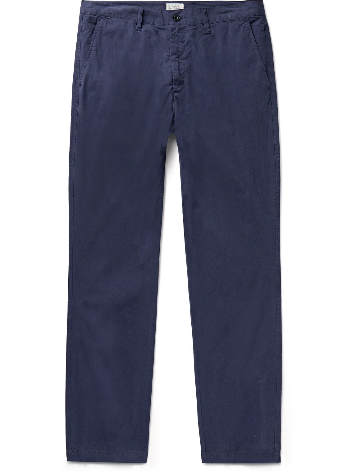 Hartford Tyron Slim-fit Straight-leg Cotton-twill Trousers In Blue