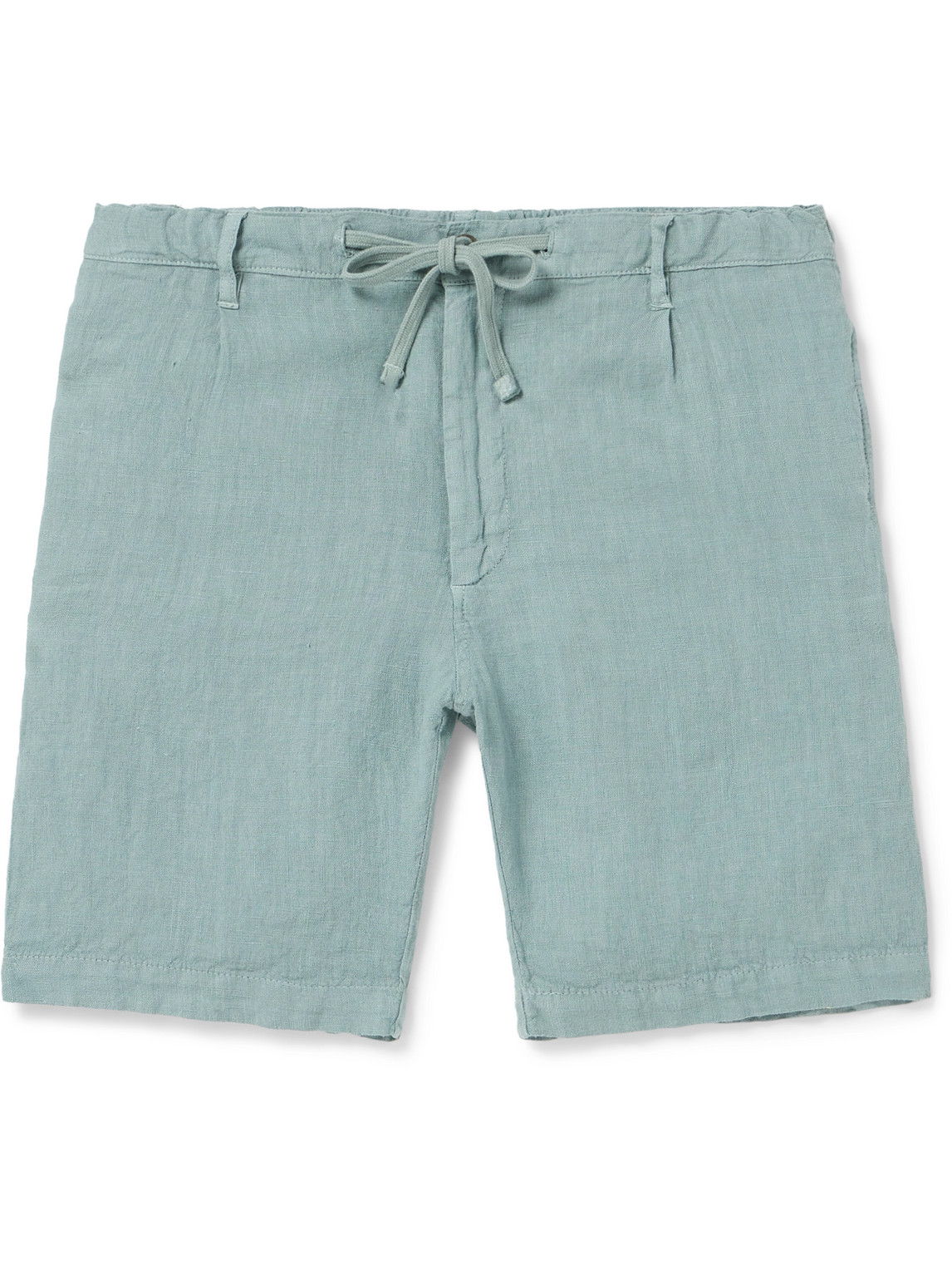 Hartford Tank Slim-fit Straight-leg Linen Drawstring Shorts In Green