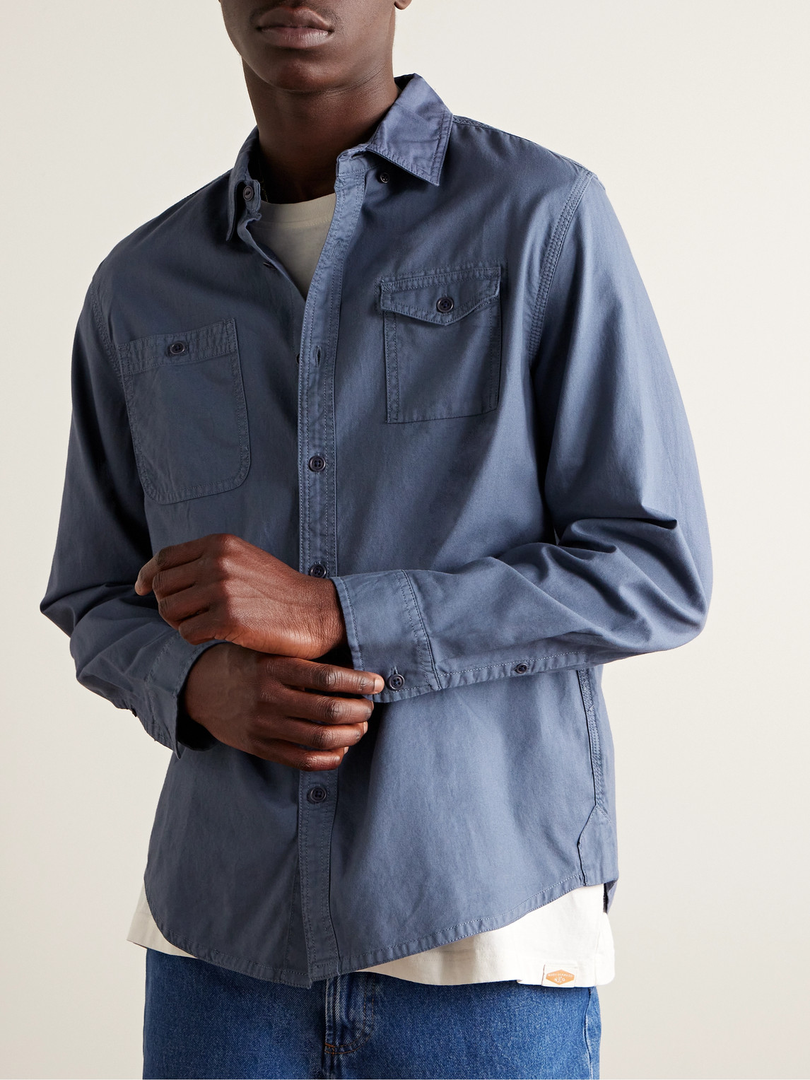 Shop Alex Mill Garment-dyed Cotton-twill Shirt In Blue