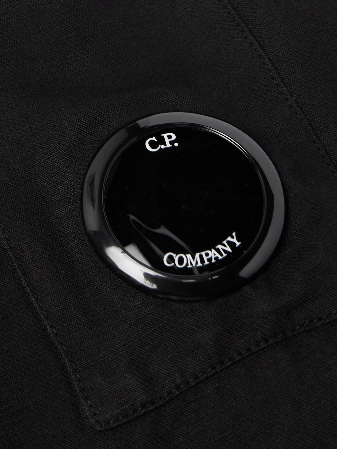 Shop C.p. Company Logo-appliquéd Cotton And Linen-blend Overshirt In Black