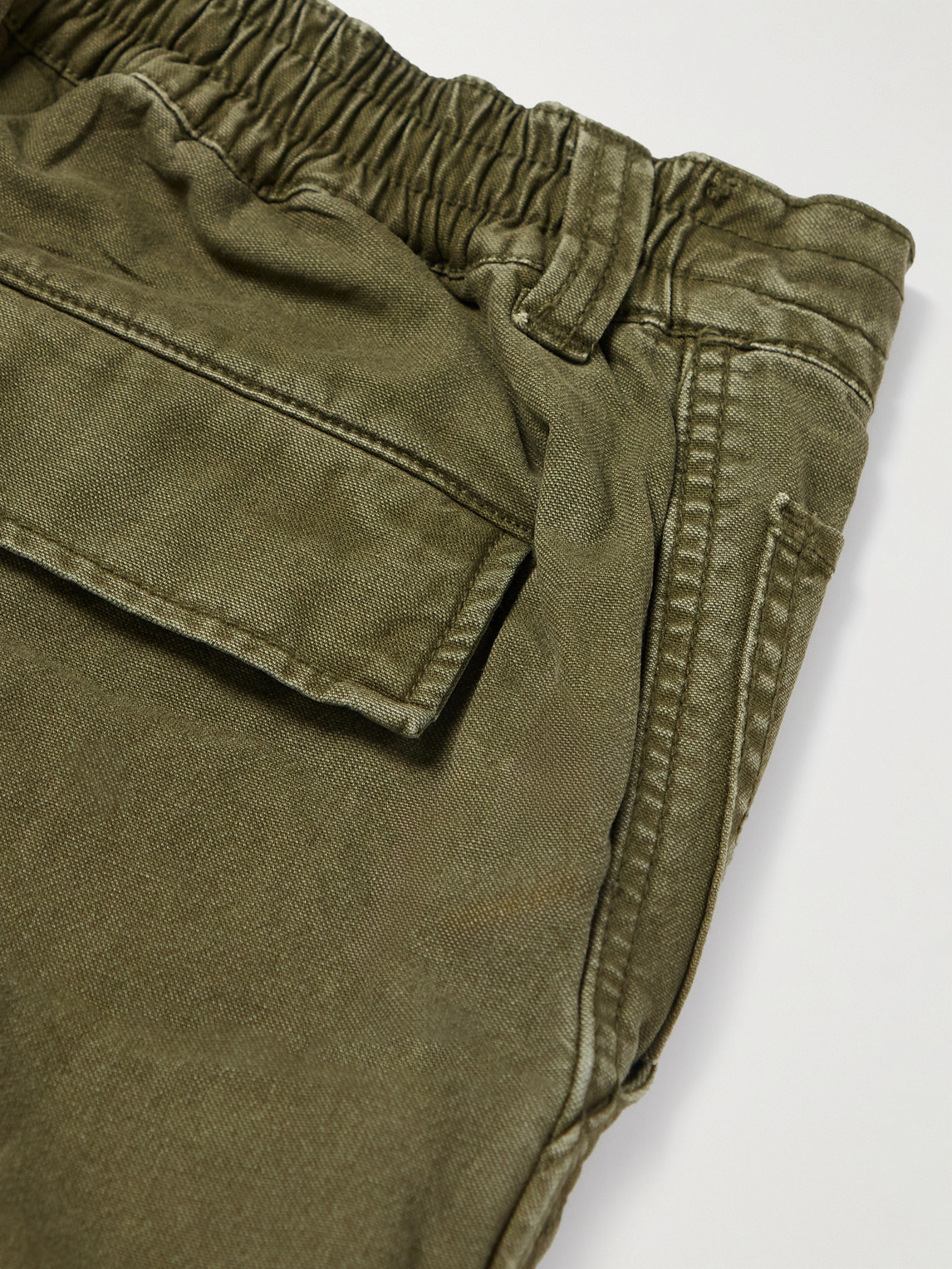 Shop Alex Mill Straight-leg Garment-dyed Panelled Cotton-canvas Cargo Trousers In Green
