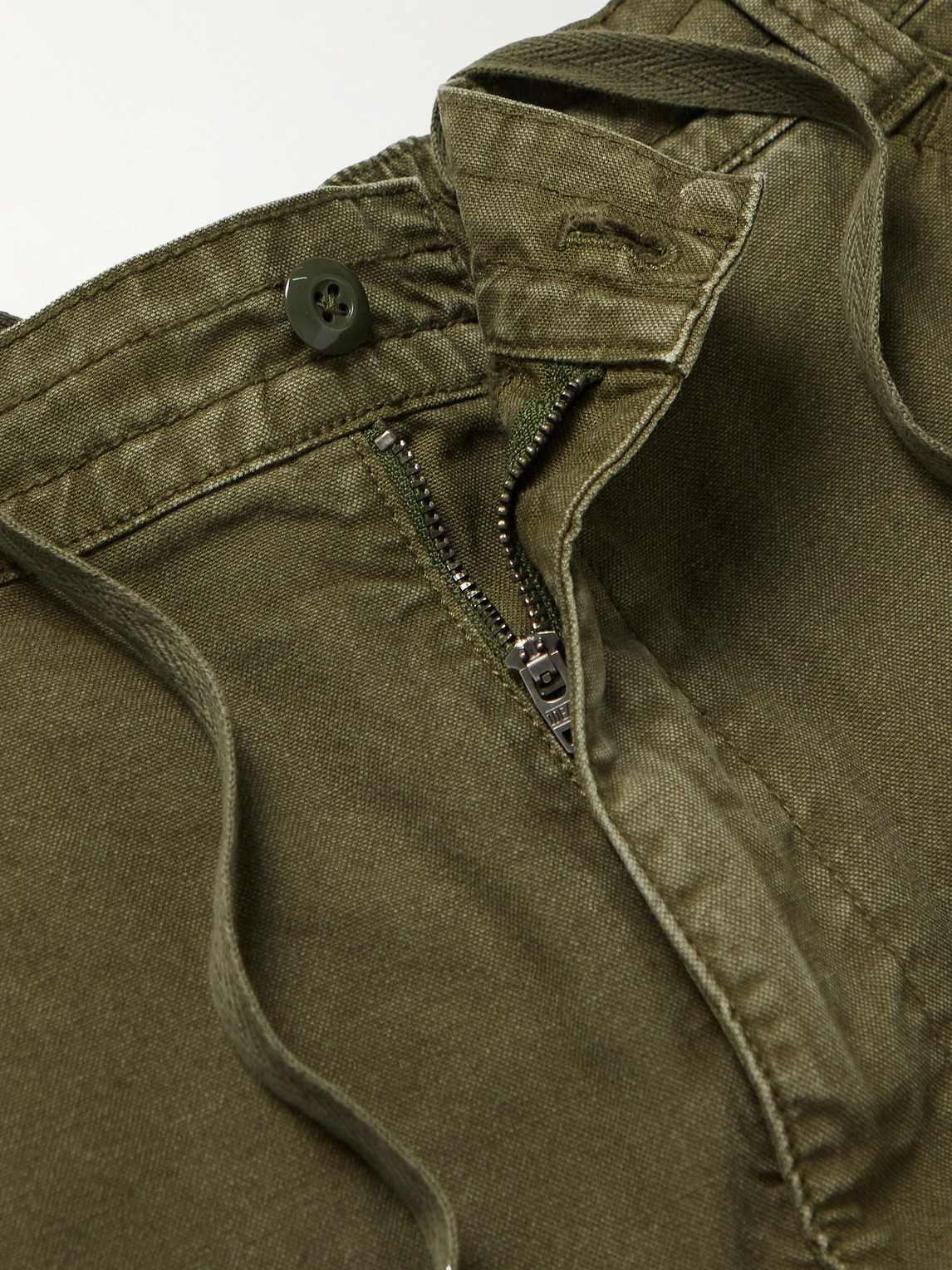 Shop Alex Mill Straight-leg Garment-dyed Panelled Cotton-canvas Cargo Trousers In Green