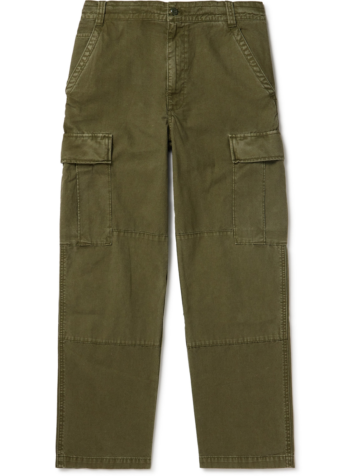 Alex Mill Straight-leg Garment-dyed Panelled Cotton-canvas Cargo Trousers In Green