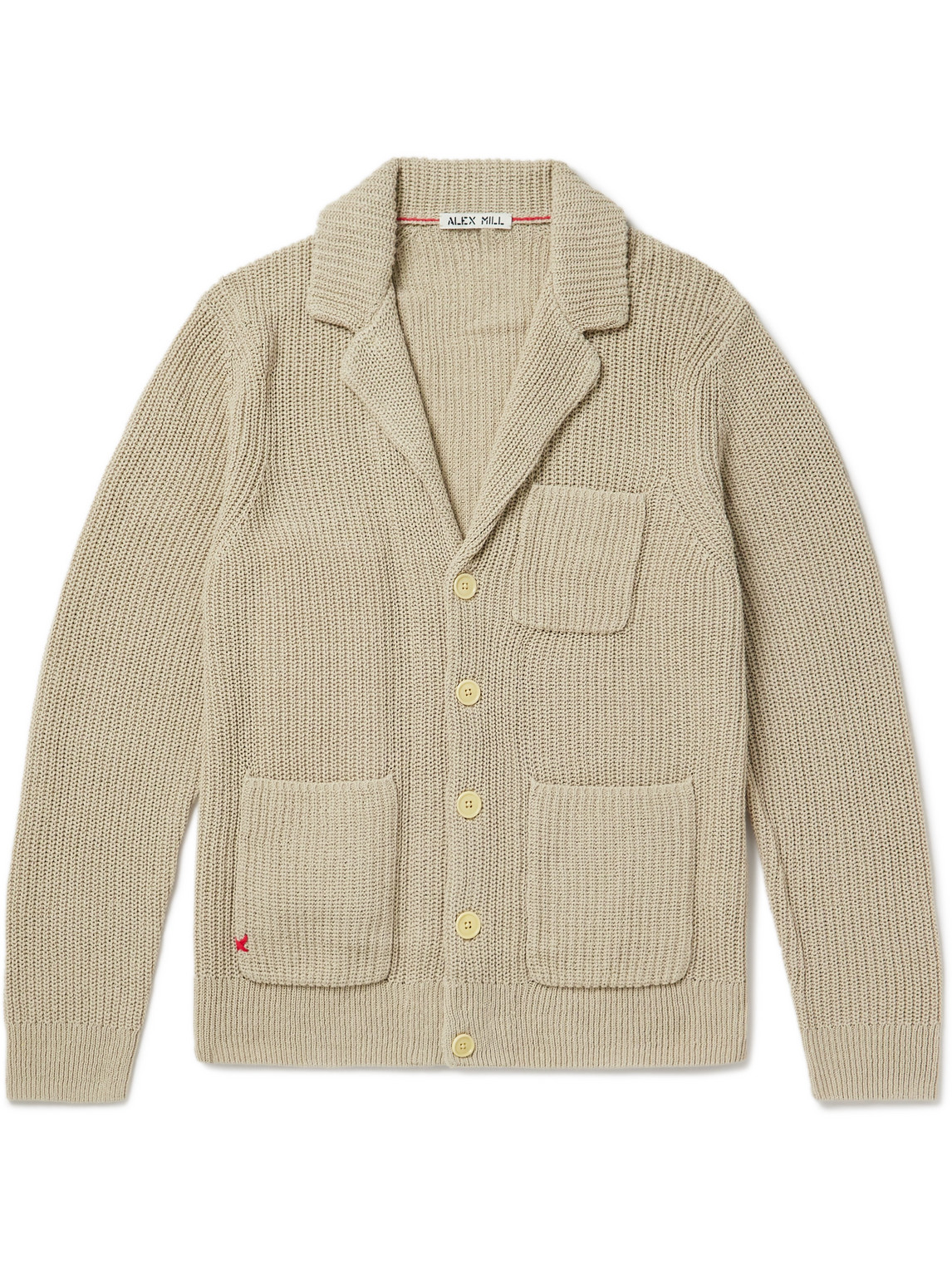 Alex Mill Ribbed Linen And Cotton-blend Cardigan In Neutrals