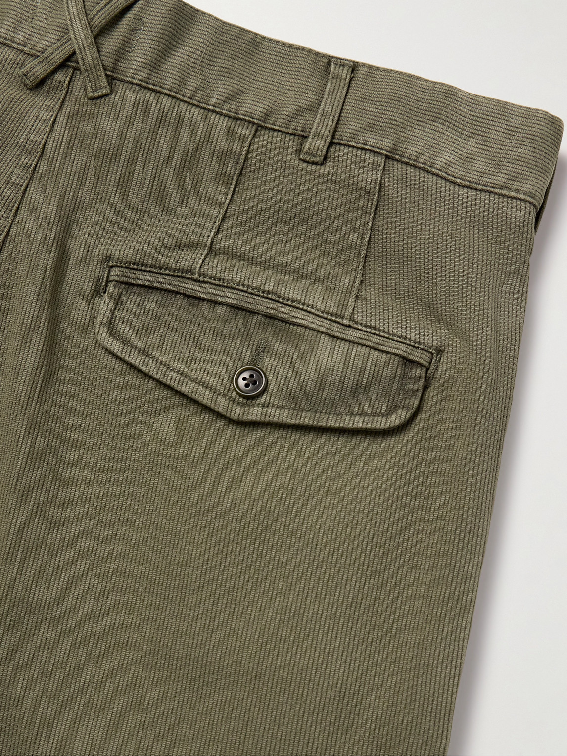 Shop Alex Mill Straight-leg Pleated Garment-dyed Bedford Cotton Suit Trousers In Green