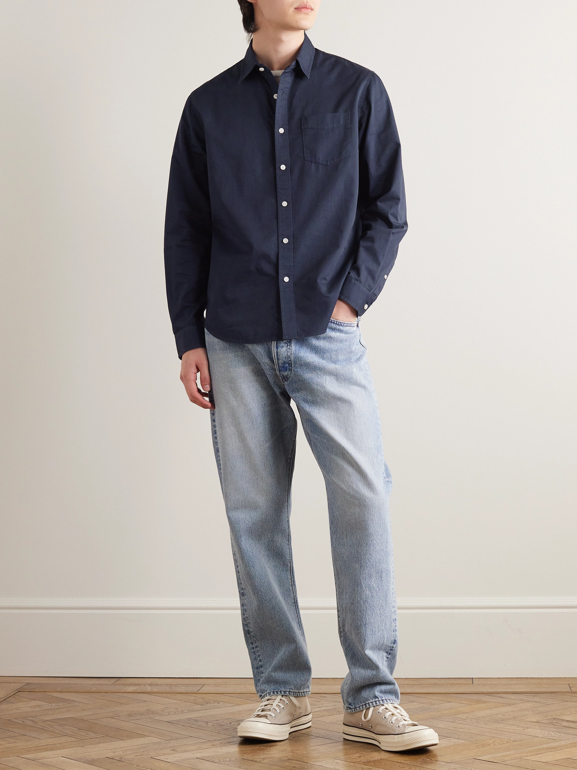Shop Alex Mill Mill Garment-dyed Cotton-twill Shirt In Blue