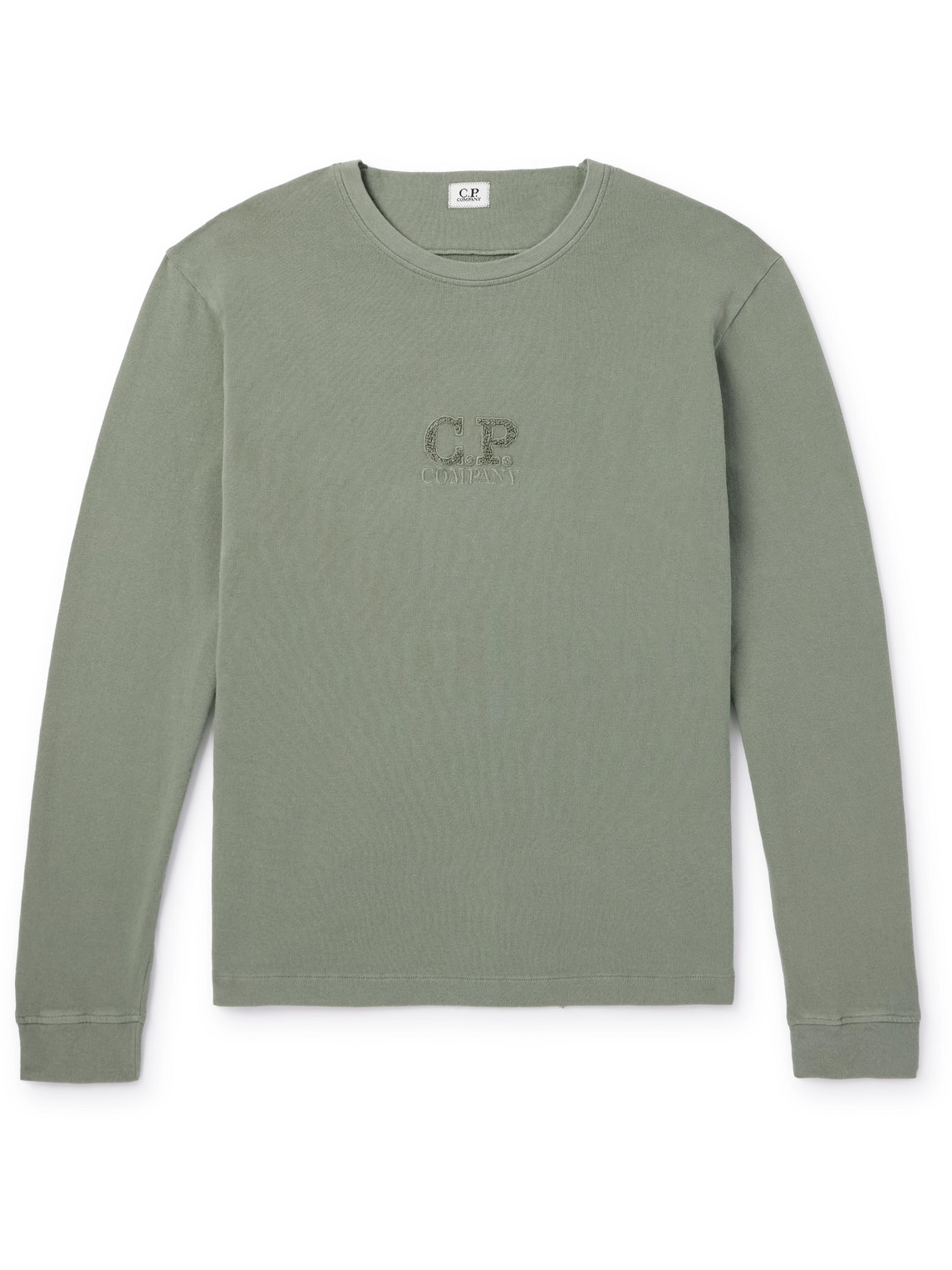 Logo-Embroidered Bouclé-Trimmed Cotton-Jersey Sweatshirt