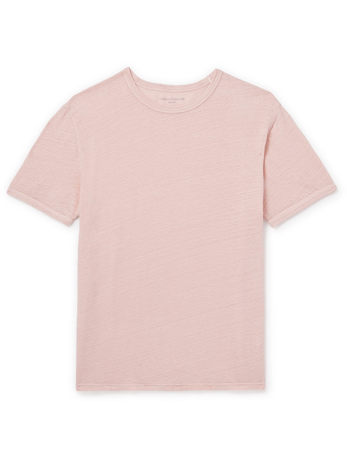 Officine Generale Garment-dyed Linen-blend T-shirt In Pink