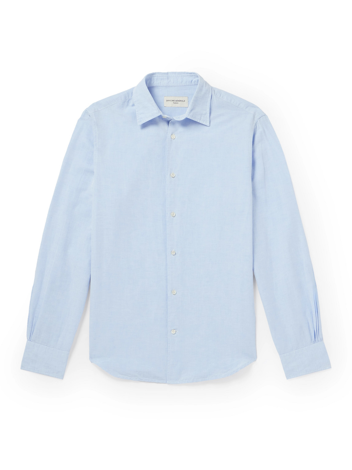 Officine Generale Giacomo Cotton And Linen-blend Shirt In Blue