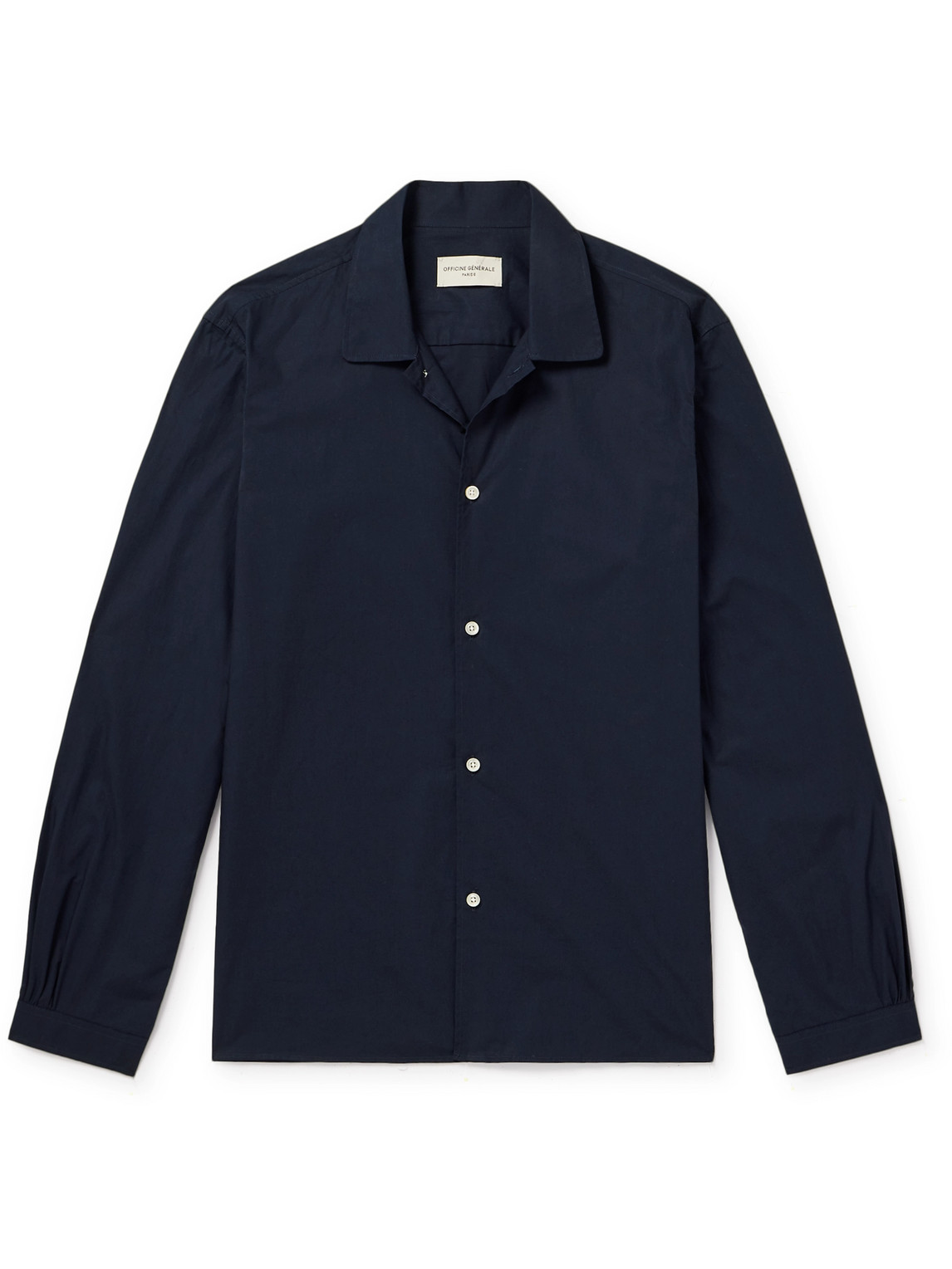 Shop Officine Generale Eloan Garment-dyed Organic Cotton-poplin Shirt In Blue