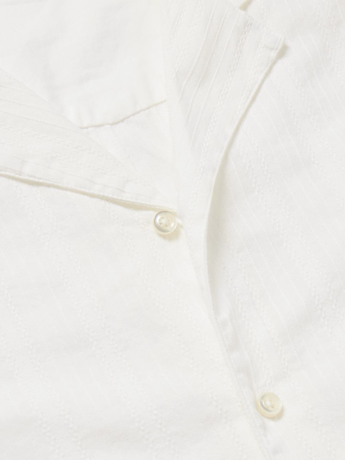 Shop Officine Generale Eren Camp-collar Striped Cotton-jacquard Shirt In White