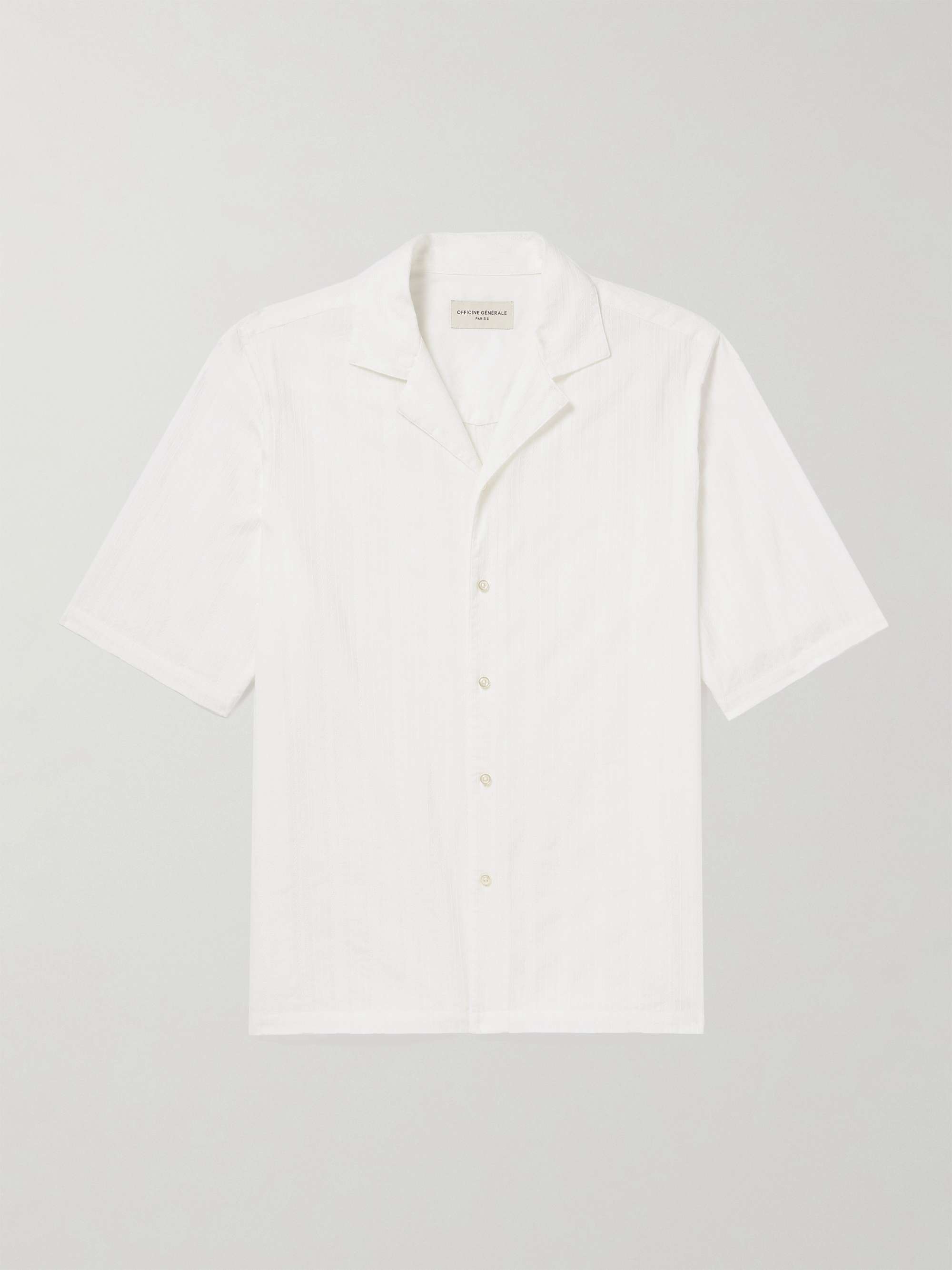 OFFICINE GÉNÉRALE Eren Camp-Collar Striped Cotton-Jacquard Shirt for ...