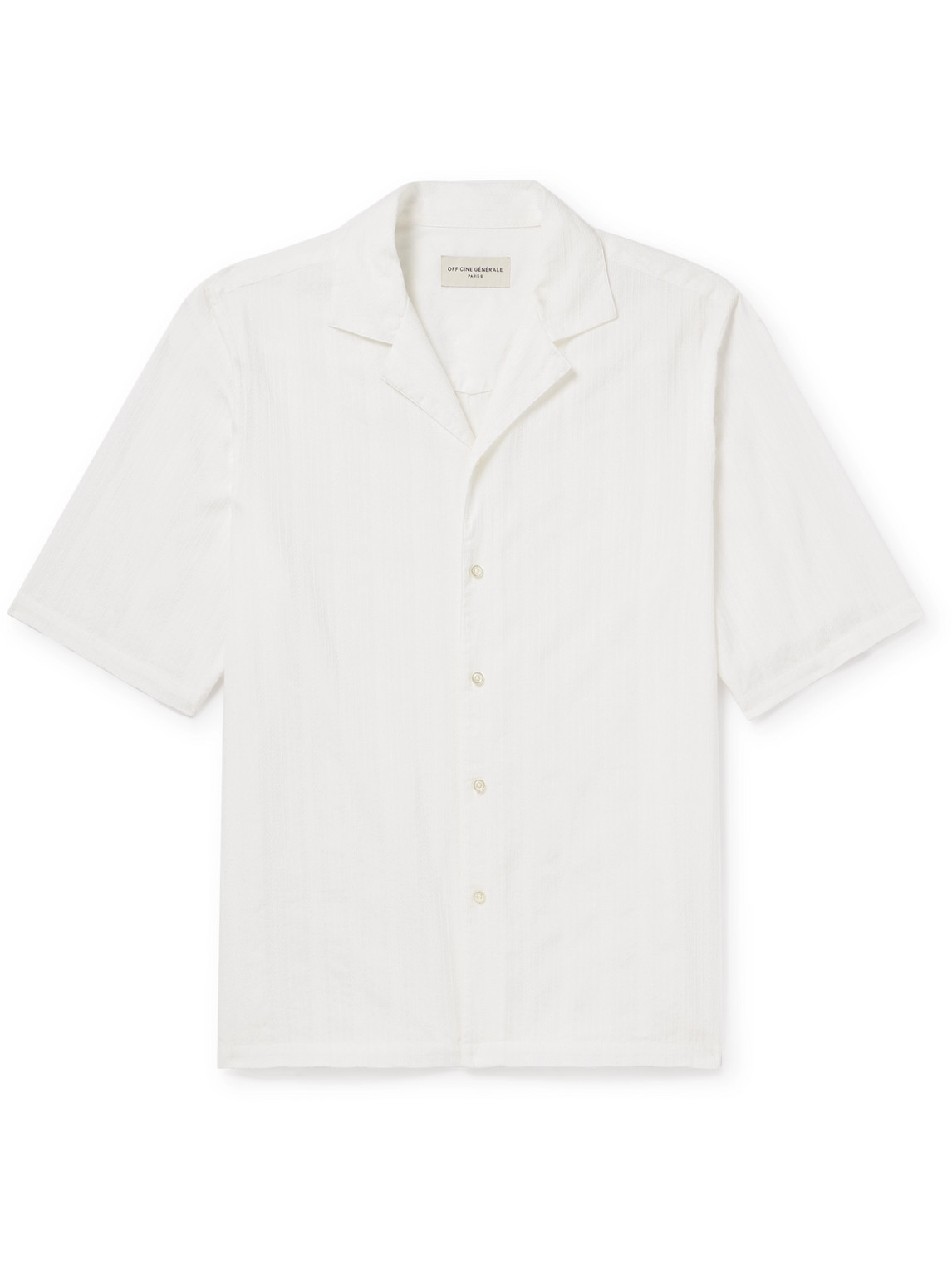 Officine Générale - Eren Camp-Collar Striped Cotton-Jacquard Shirt - Men - White - XXL