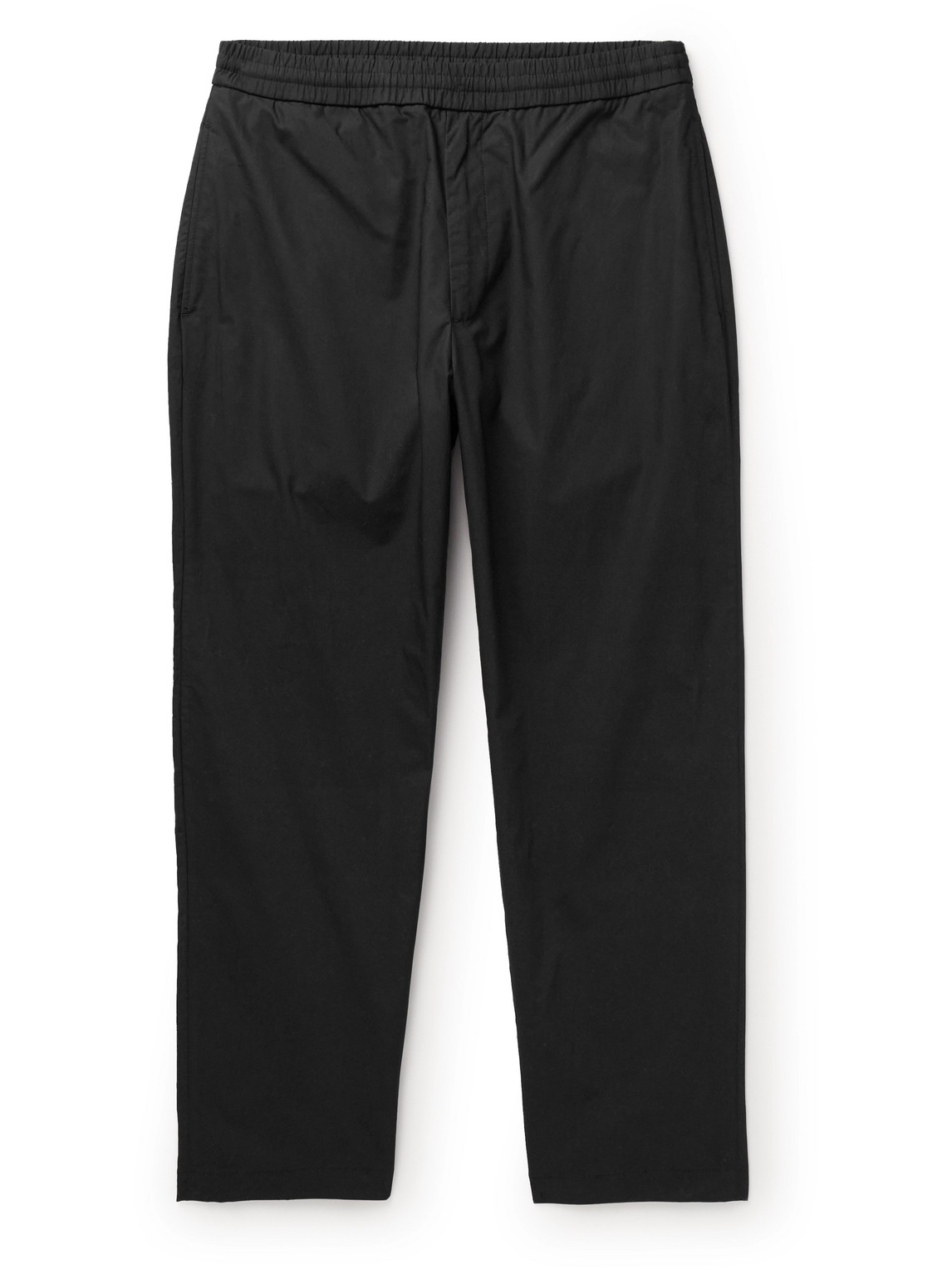 Shop Officine Generale Walter Straight-leg Organic Cotton-poplin Trousers In Black