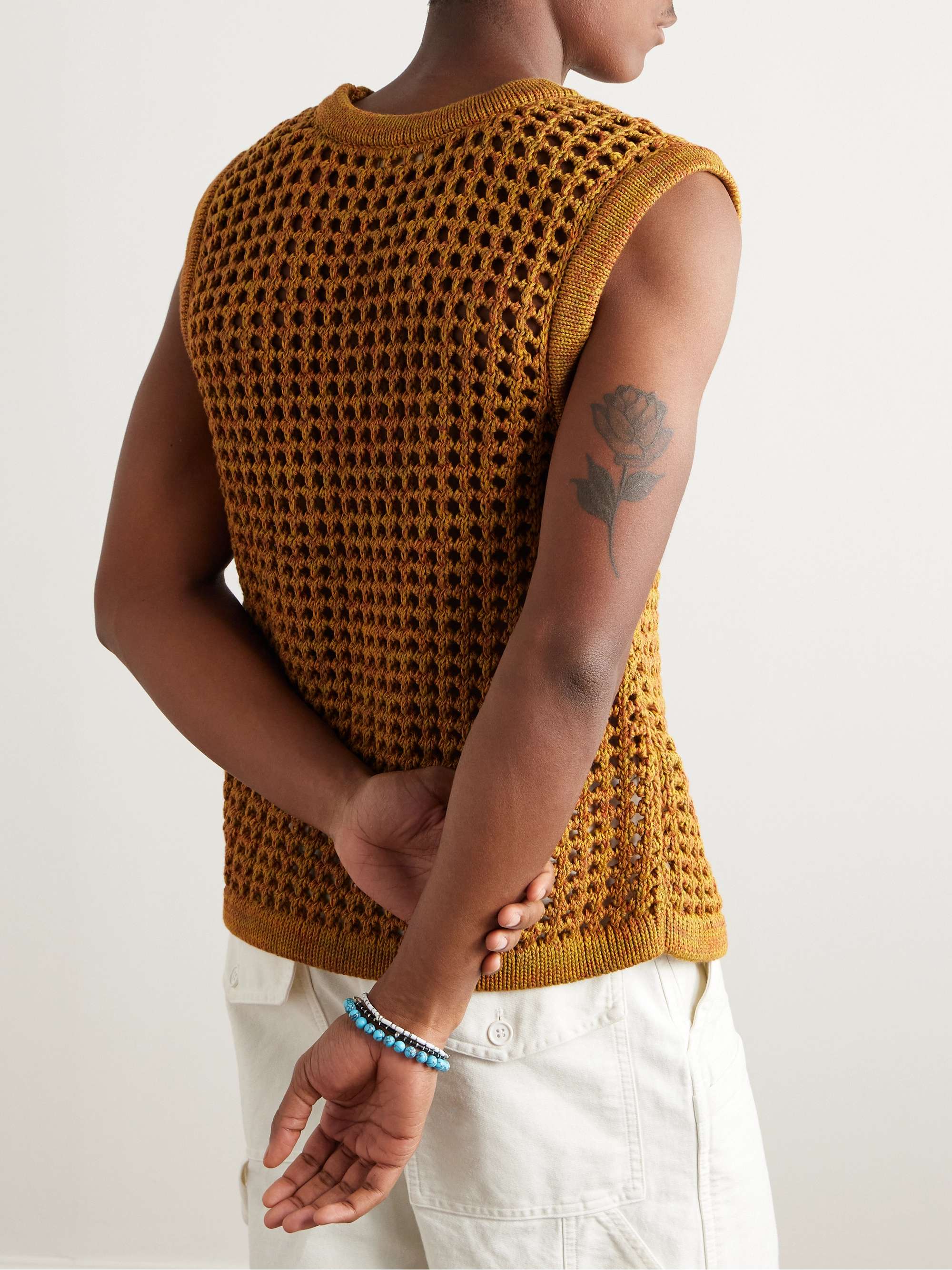 NICHOLAS DALEY Crocheted Cotton Sweater Vest for Men | MR PORTER