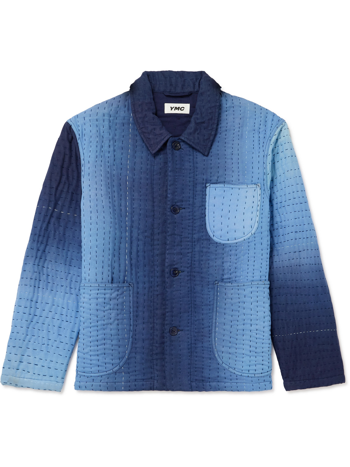 Ymc You Must Create Quilted Ombré Cotton Chore Jacket In Blue
