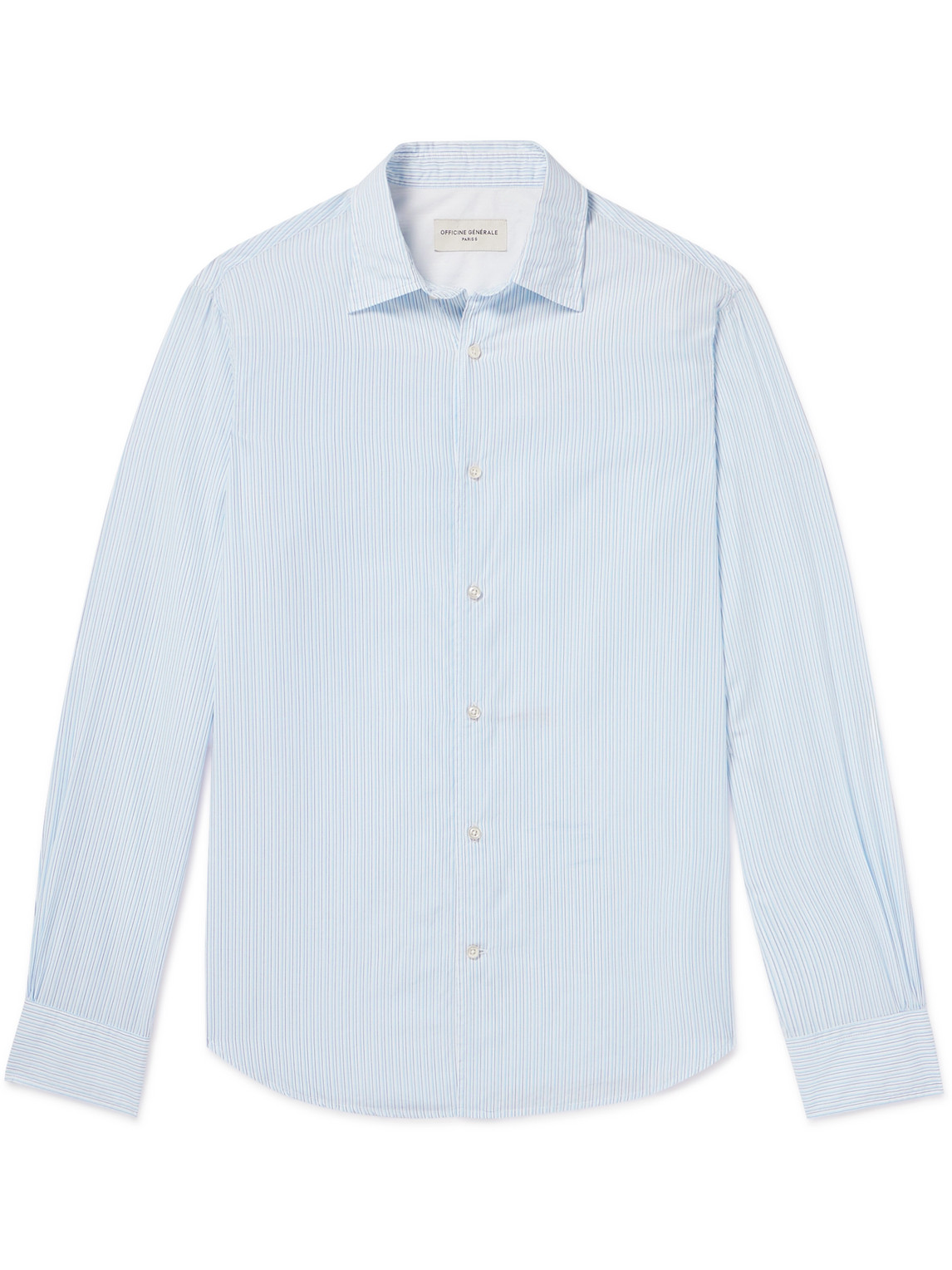 Shop Officine Generale Giacomo Striped Cotton-poplin Shirt In Blue