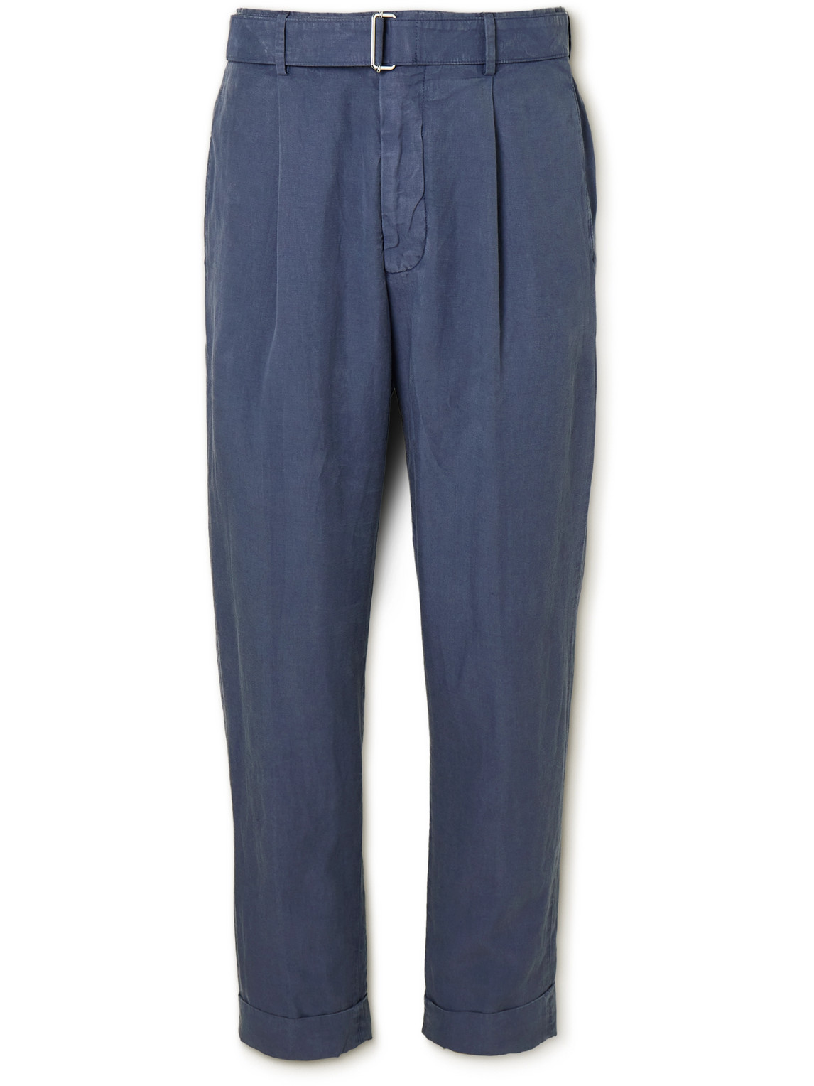 Officine Generale Hugo Tapered Garment-dyed Lyocell-blend Suit Trousers In Blue