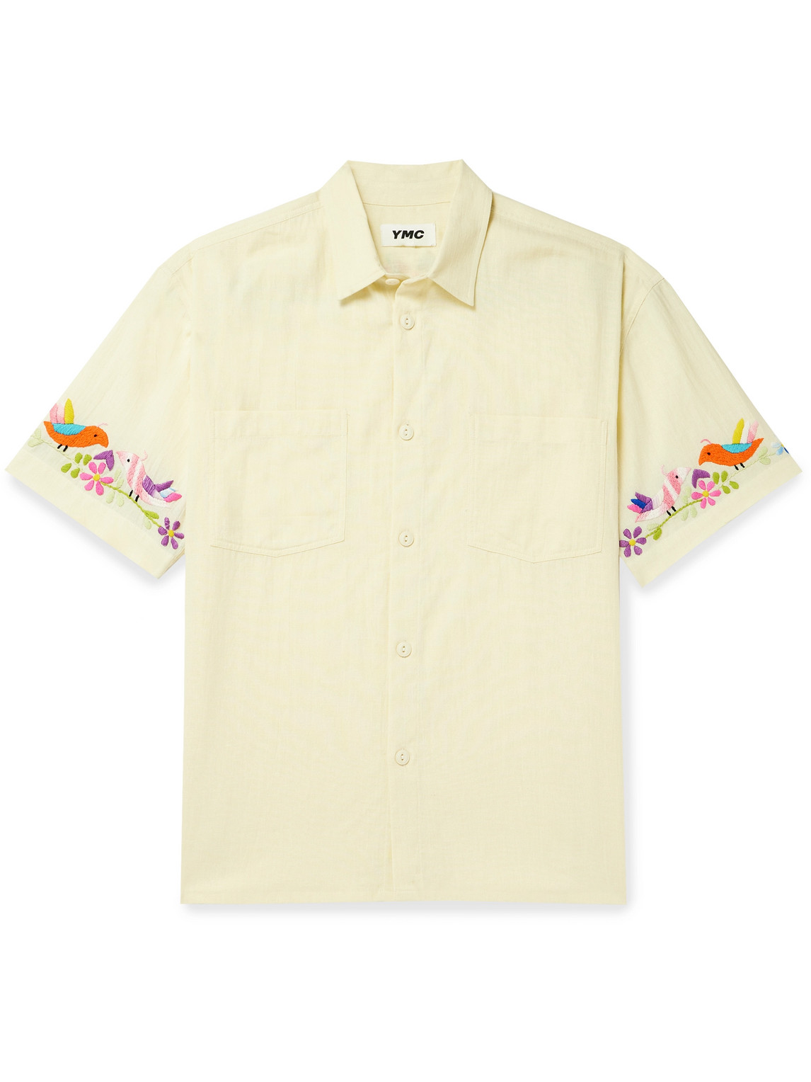 Ymc You Must Create Mitchum Embroidered Cotton And Linen-blend Shirt In White