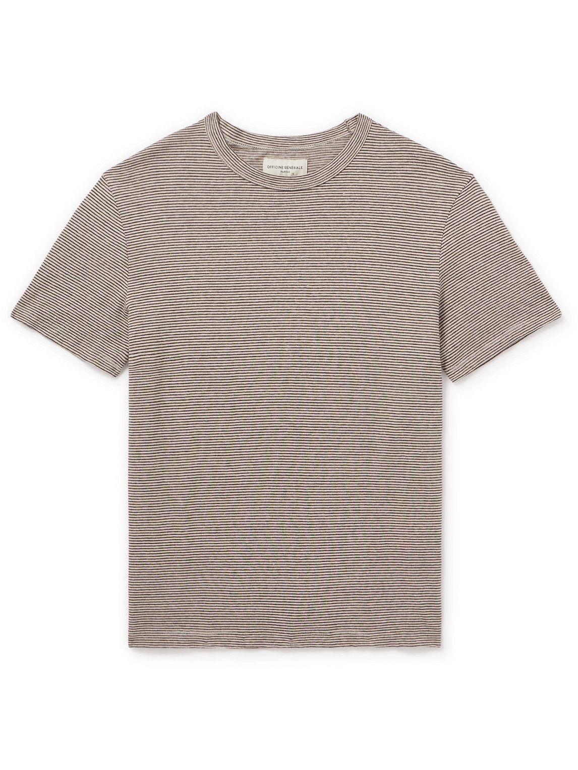 Officine Générale Striped Cotton and Linen-Blend Shirt