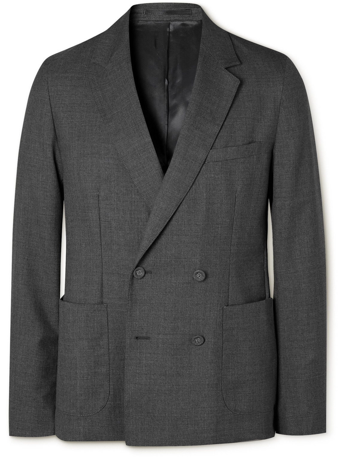 Officine Generale Leon Double-breasted Wool Suit Jacket In Gray