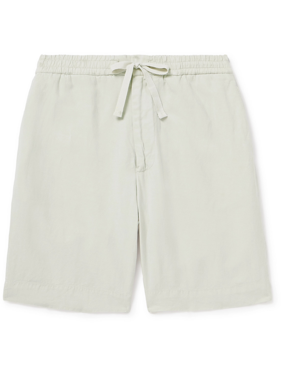 Officine Generale Phil Straight-leg Garment-dyed Lyocell, Linen And Cotton-blend Twill Shorts In Neutrals