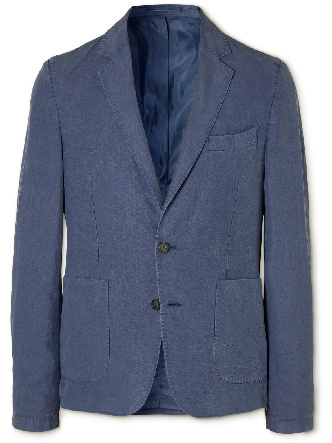Shop Officine Generale Nehemiah Garment-dyed Lyocell-blend Suit Jacket In Blue