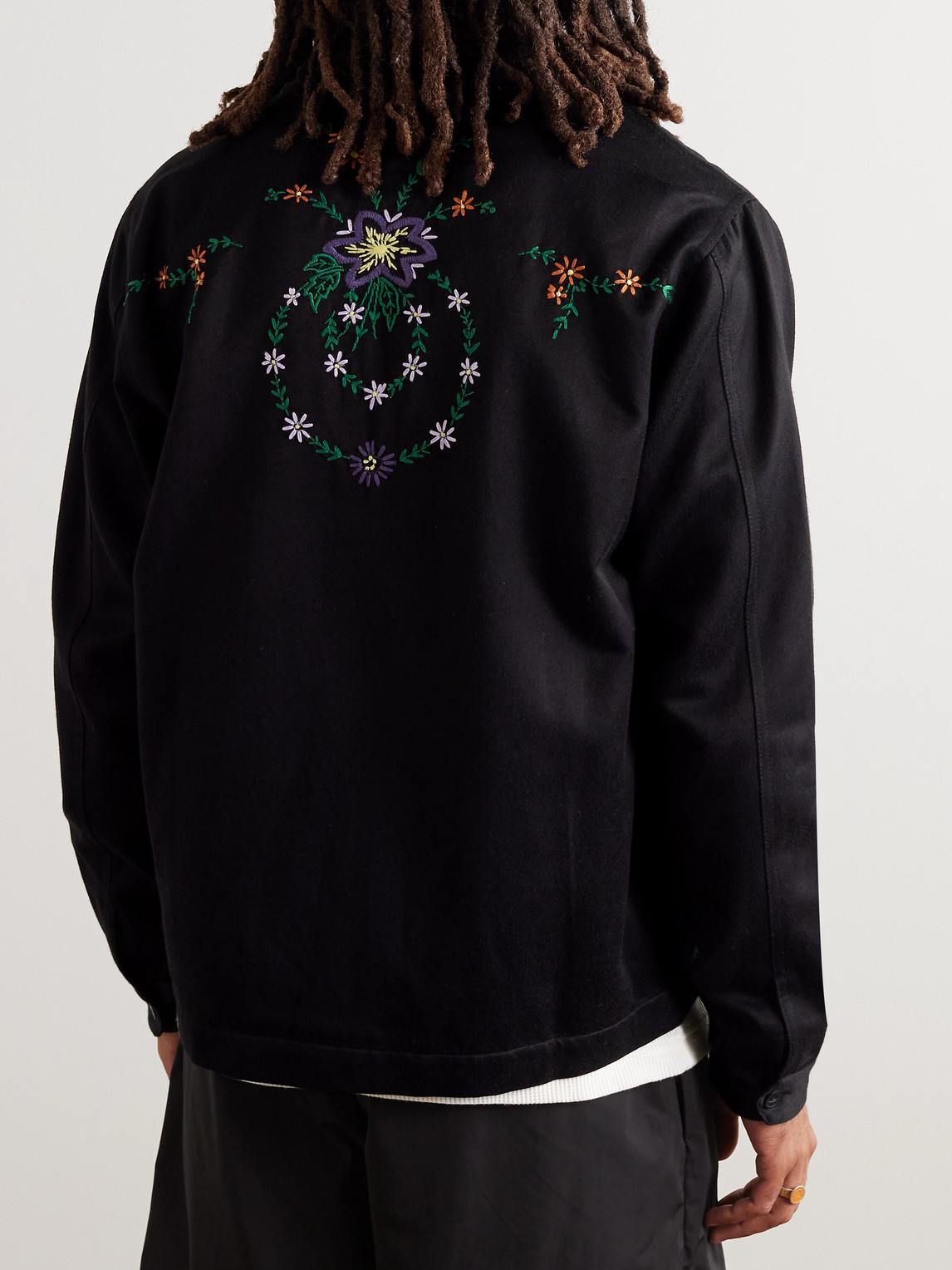 Shop Ymc You Must Create Bowie Embroidered Brushed Cotton-blend Twill Blouson Jacket In Black