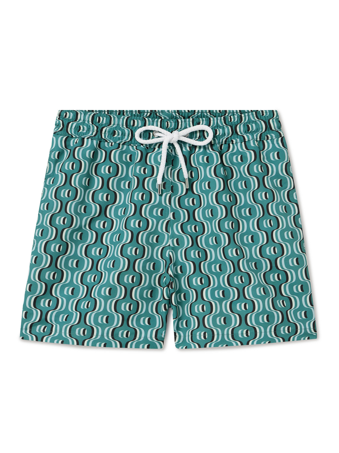 Frescobol Carioca Straight-leg Short-length Printed Recycled Swim Shorts In Green