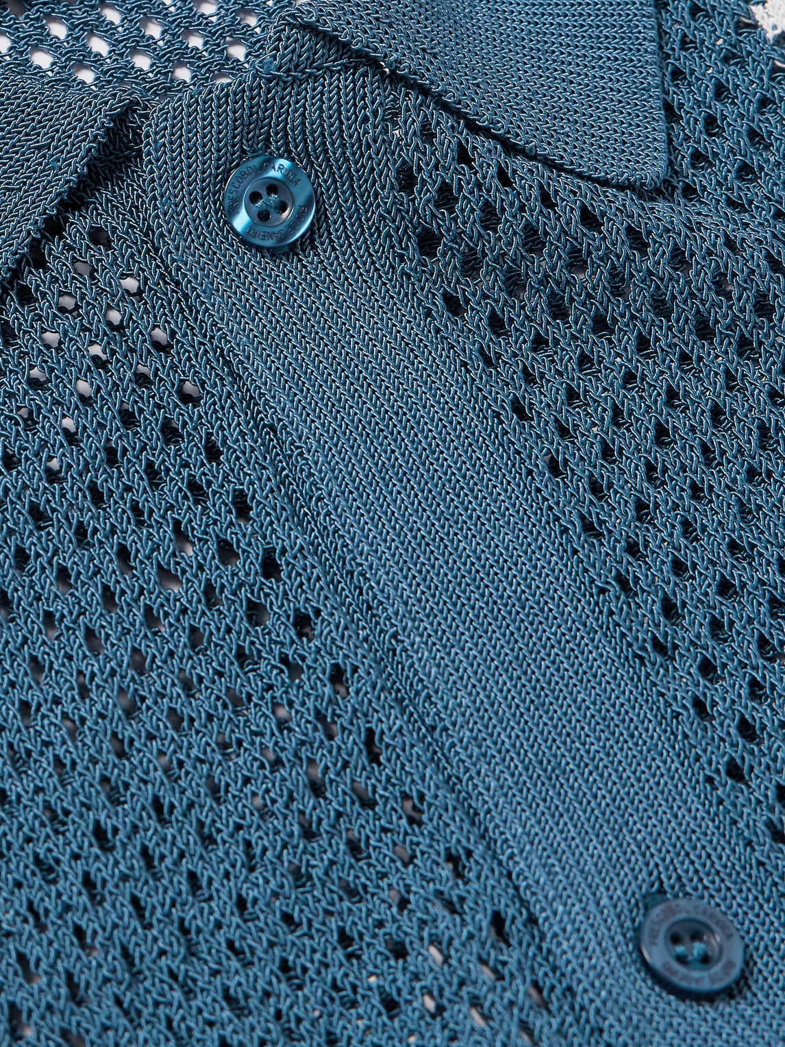 Shop Frescobol Carioca Castillo Striped Crocheted Cotton-blend Shirt In Blue