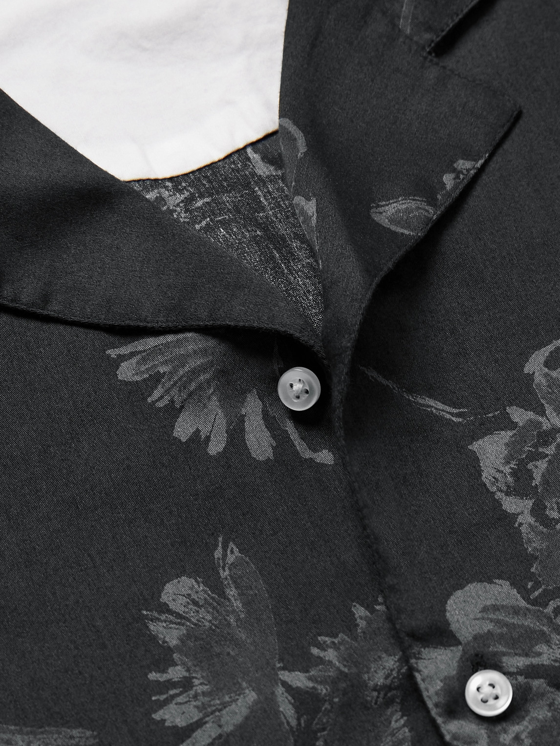 Shop Officine Generale Eren Camp-collar Floral-print Cotton-poplin Shirt In Black