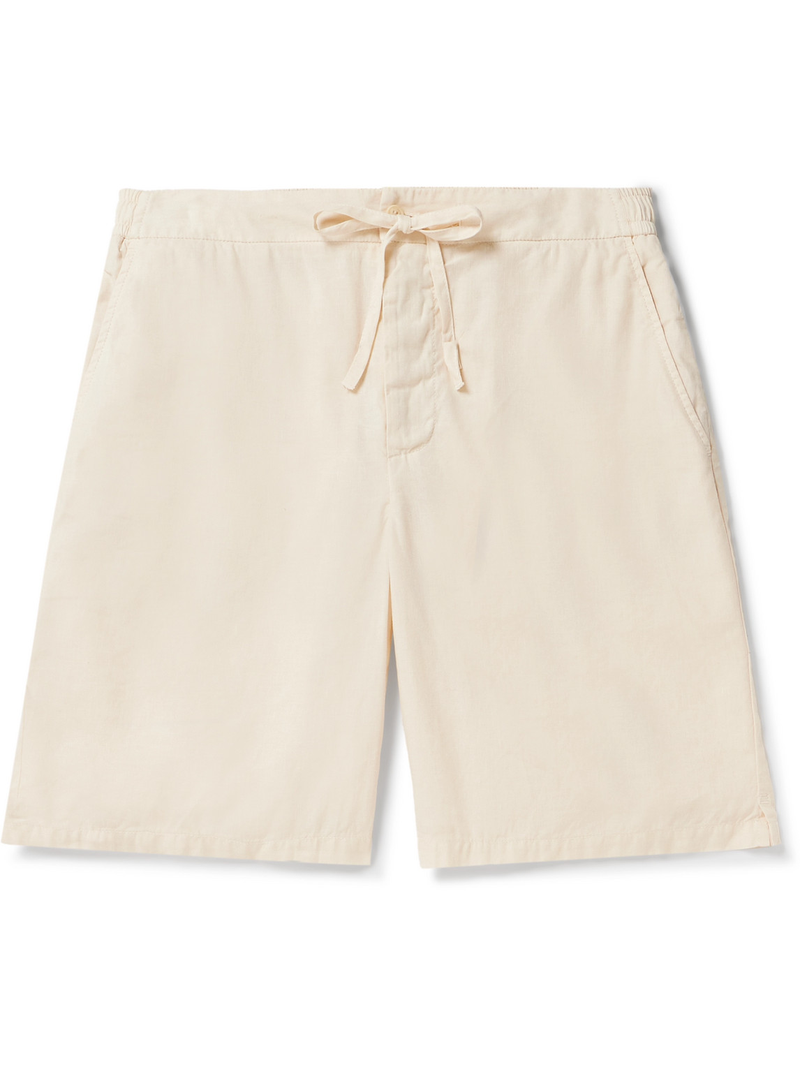 Frescobol Carioca Sergio Stretch-linen And Cotton-blend Drawstring Shorts In Neutrals