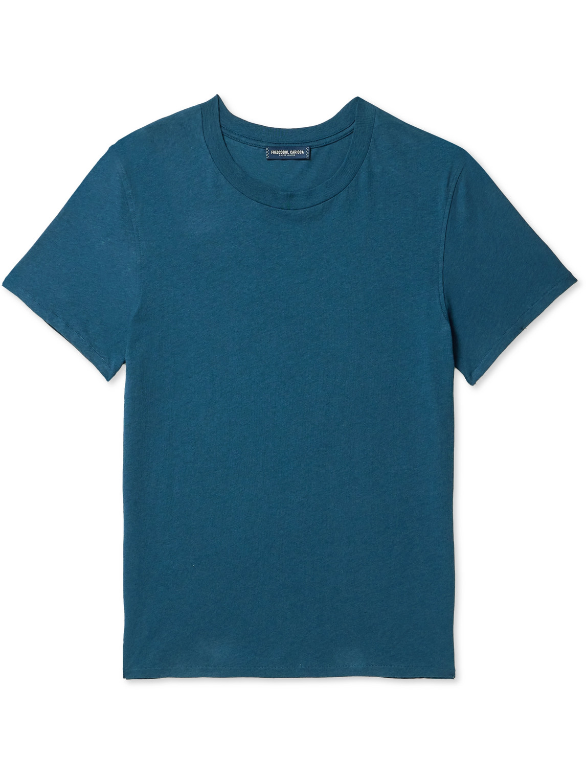 Frescobol Carioca Lucio Cotton And Linen-blend Jersey Shirt In Blue