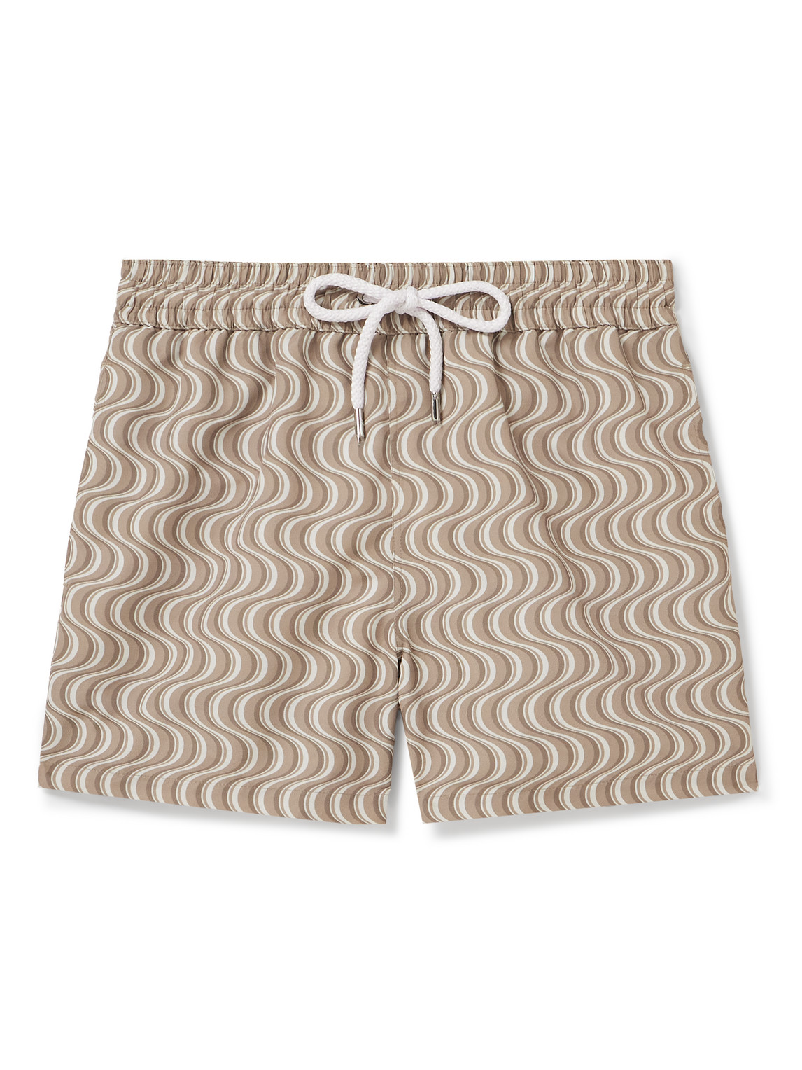 Frescobol Carioca Straight-leg Short-length Printed Recycled Swim Shorts In Brown
