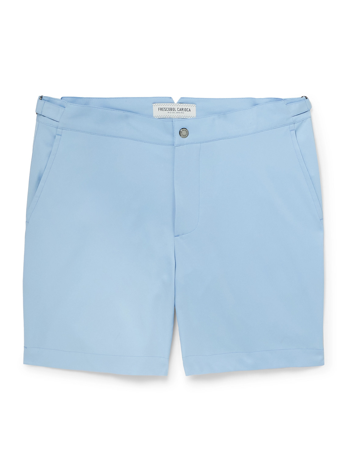 Frescobol Carioca Rio Slim-fit Mid-length Recycled-shell Swim Shorts In Blue
