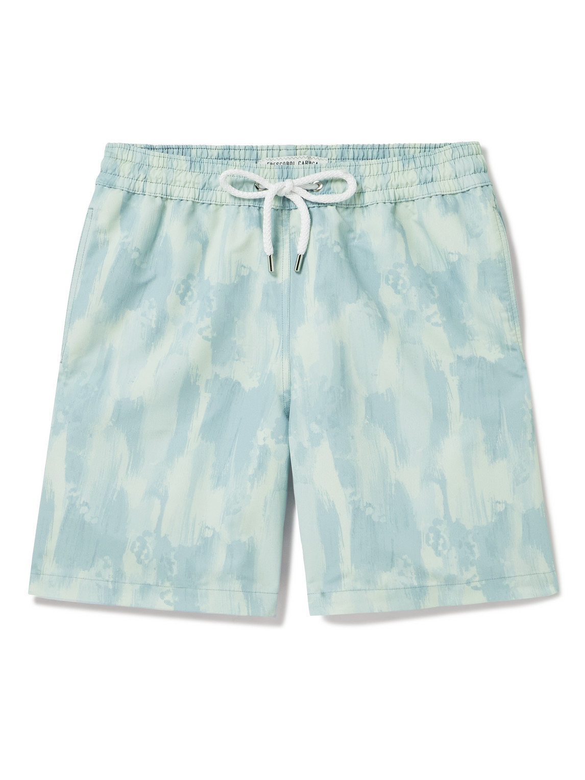 Frescobol Carioca Straight-leg Mid-length Printed Recycled Swim Shorts In Blue